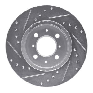Nissan APRio Brake Rotor (1) - Front Right - R1 Concepts - Drilled & Slotted - Silver - `02-`11